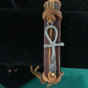Ankh leather bracelet